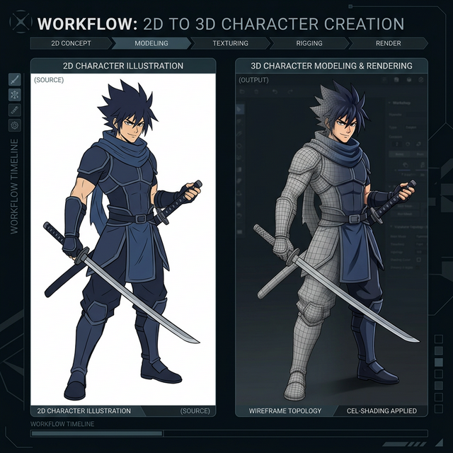 2D vs 3D Anime Character Modeling Workflow