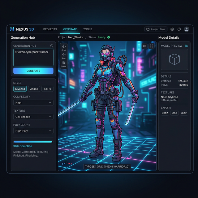AI 3D Character Creator Interface