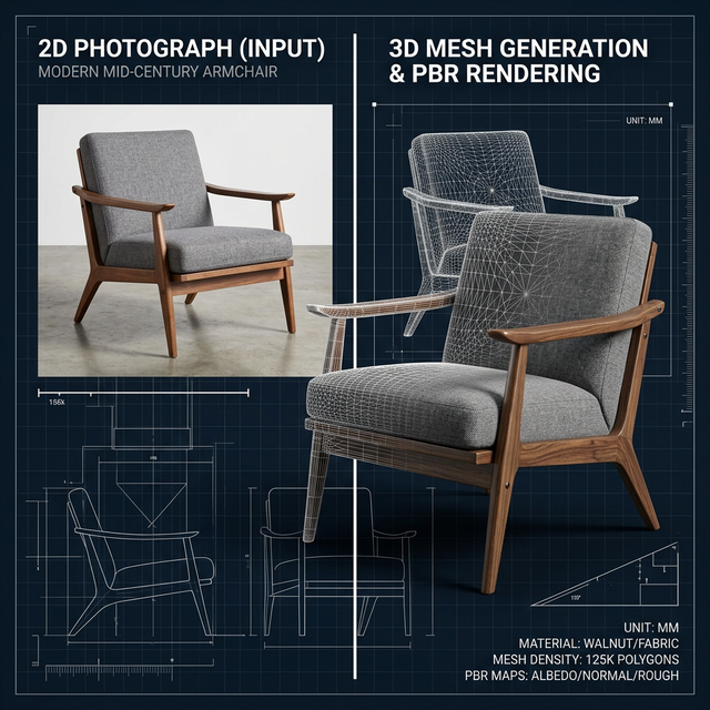 AI Furniture Image to 3D Generation