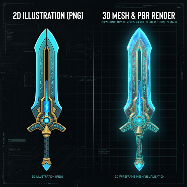PNG Illustration to 3D Mesh Workflow